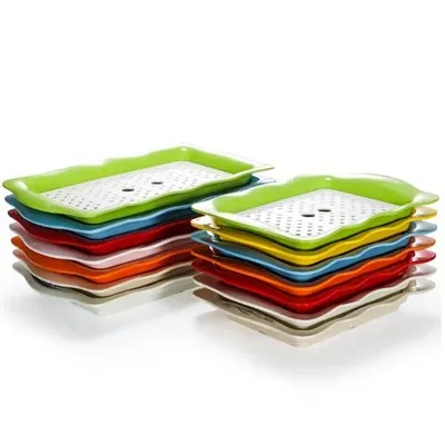 Double Layer Perforated Melamine Dumpling Serving Tray