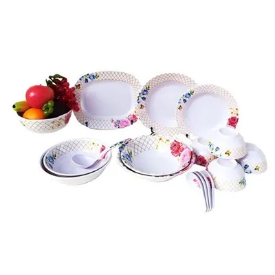 Rose Floral Melamine Dinnerware Set